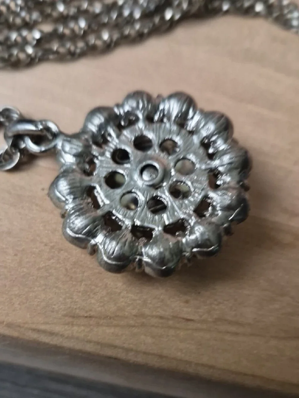 Source Unknown Silver Crystal Cluster Pendant Necklace